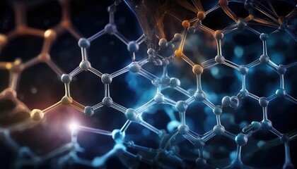 Innovative molecular structure showcasing firefly zinc and bisabolol in a dynamic scientific visualization of chemical interactions