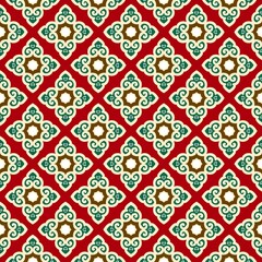 Indian ethnic tribal fabric pattern showcases a stunning floral design inspired by ancient Indian ethnic paintings. The delicate details, combined ethnic with green and brown tones set against a strik