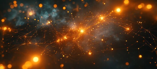 Obraz premium Abstract Network of Golden Sparks
