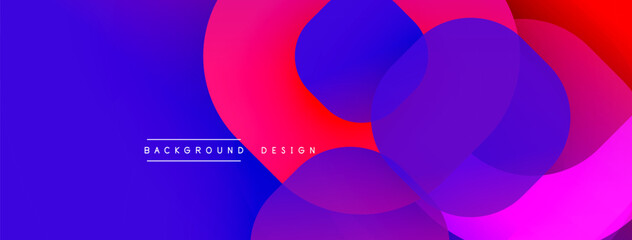 Circular abstract design with overlapping translucent circles and round shapes, blending gradients and smooth curves, creating depth, contrast, and a dynamic visual effect