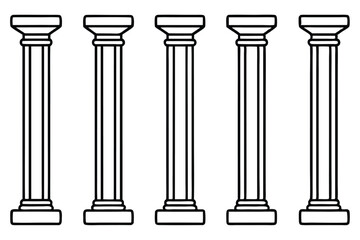 Colonnade line art illustration in elegant architectural design (1)