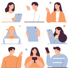 Group of diverse business people avatars, a teamwork icon set