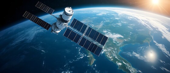 Satellite transmitting real time climate analysis and Earth imagery