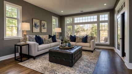 Stylish living room featuring comfortable couch and contemporary coffee table offering a relaxed and inviting atmosphere