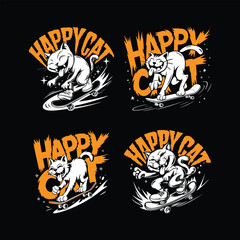 Happy cat typography t-shirt Design