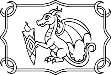 Cute cartoon vector animal set featuring a horse and lion outline drawing