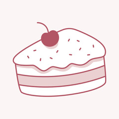 A Sweet Slice: A delightful illustration of a slice of cake, topped with a vibrant cherry, inviting indulgence.