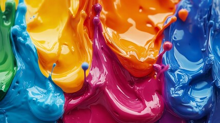 Vibrant Paint Swirls: A Dynamic Composition of Colorful Splashes