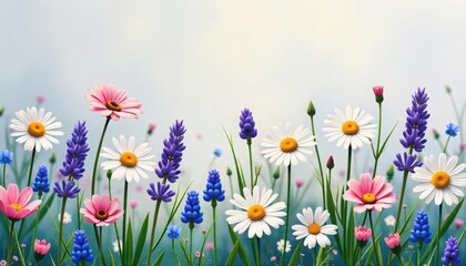 Fototapeta premium spring flowers and grass