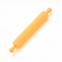 Rolling pin in vibrant orange color on a clean white background  
