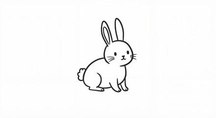 Obraz premium cute cartoon rabbit sitting against a plain white background 