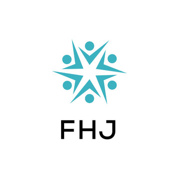 FHJ letter logo design on white background.