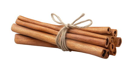 Realistic cinnamon sticks tied with twine,