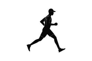Silhouette illustration vector design of a man jogging on a trail wearing a cap.eps