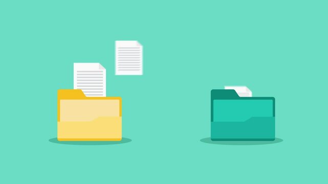 animation data with folder.animated File transfer between folders concept of online digital transfer and sharing file