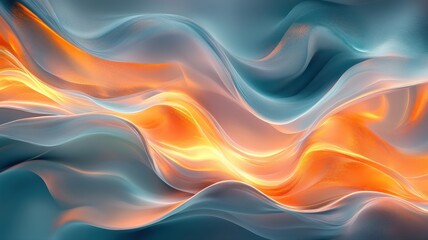 Obraz premium Abstract Flowing Waves of Orange and Blue Colors in Soft Textures
