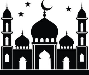 A vector silhouette illustration of the Taj Mahal, India's iconic architectural monument