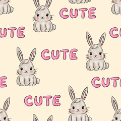 Adorable bunny pattern for children design for textile fabric design, wrapping paper. Vector illustration