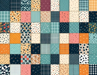 여러가지 무늬가 섞인 격자 패턴 질감