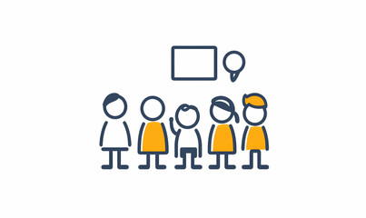 Simple Vector Illustration of Group of People in Discussion Setting