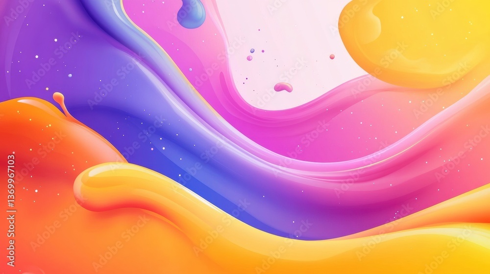 Poster Dynamic flow of vibrant groceries in abstract style with smooth gradients Generative AI