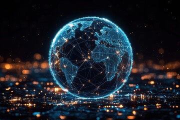 Delicate circuit globe floating in crystal clarity of winter day