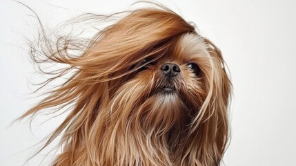 Naklejka premium Close-up of a Shih Tzu with long, silky hair and a sweet, playful face, isolated on white.