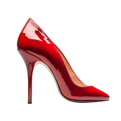 Obraz premium Elegant Red High Heel Shoe with Glossy Finish on Transparent Background