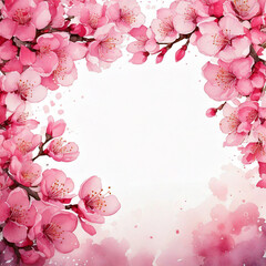 화사한 핑크 벚꽃 일러스트, 감성적인 봄 테마 배경 디자인