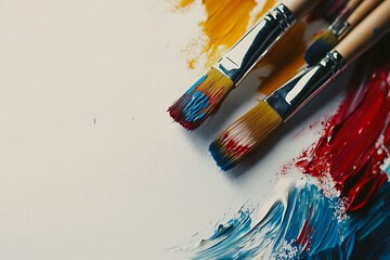 Obraz premium Colorful Paint Brushes on Artist's Palette