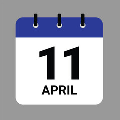 Vector illustration of a calendar icon showing dates and events. APRIL 11 Calendar Icon – Flat Design, Minimalist Date Illustration