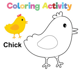 Easter coloring worksheet page. Educational printable coloring worksheet. Printable activity page for children 