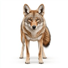 Obraz premium Coyote Portrait Brown and Tan Fur, Intense Gaze, White Background