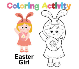 Easter coloring worksheet page. Educational printable coloring worksheet. Printable activity page for children 
