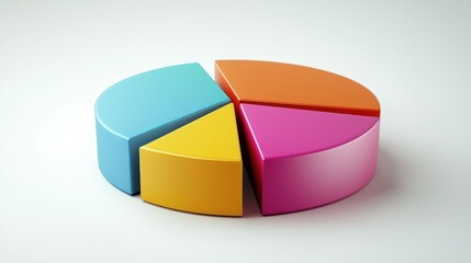 Obraz premium A pie chart illustration showing a whole circle divided into brightly colored segments.