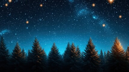 Wilderness A clear night sky filled with stars above a wild forest.