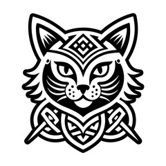 A glyph style icon of cat tattoo