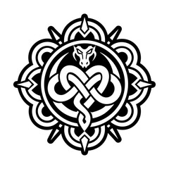 A glyph style icon of cosmic serpent tattoo