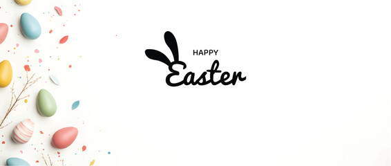 Modern pastel Easter banner with abstract shapes and soft colors