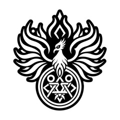 A filled style icon of firebird symbol tattoo
