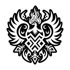 A filled style icon of firebird tattoo