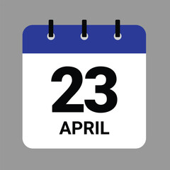 Vector illustration of a calendar icon showing dates and events. APRIL 23 Calendar Icon – Flat Design, Minimalist Date Illustration