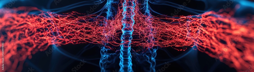 Poster dynamic flow of energy through neural networks digital art abstract visualization dark background fu