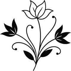 Abstract Floral Design with Swirls and Butterfly Elements