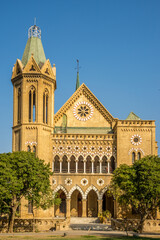 View at the Frere Hall in the streets of Karachi in Pakistan