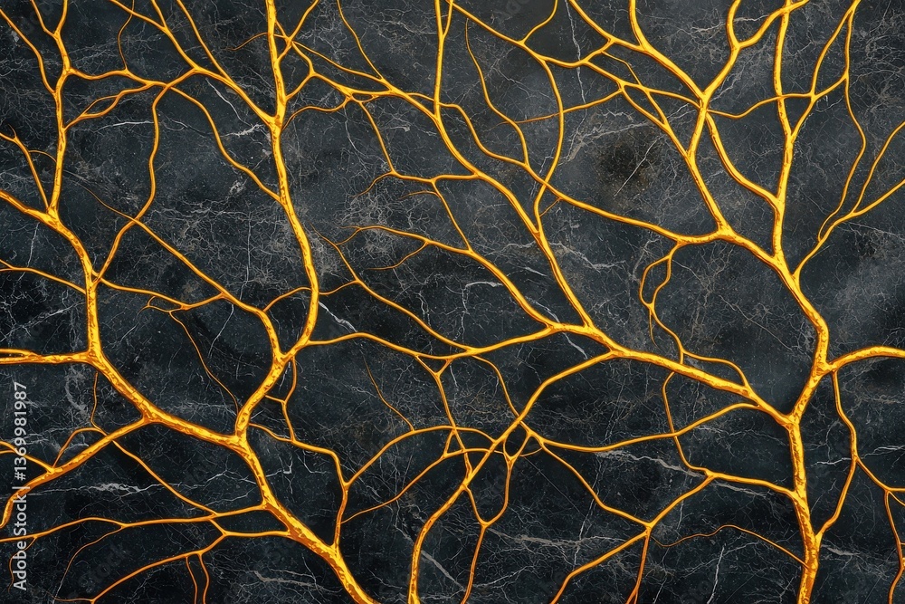 Poster golden neural patterns abstract art digital design modern environment close-up view conceptual creat