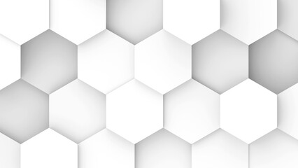 Fototapeta premium White hexagons geometric background, minimal honeycomb pattern wallpaper.