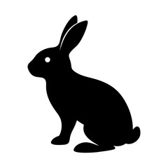 Obraz premium Black silhouette of a cute rabbit in a vector illustration style