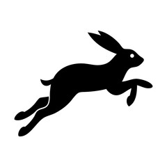 Obraz premium Black silhouette of a cute rabbit in a vector illustration style