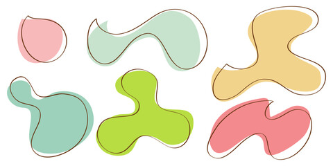 Modern liquid irregular blob shape abstract element with line. Random blotch, organic blob shape, stone silhouette, Ink stain. flat style design fluid vector illustration